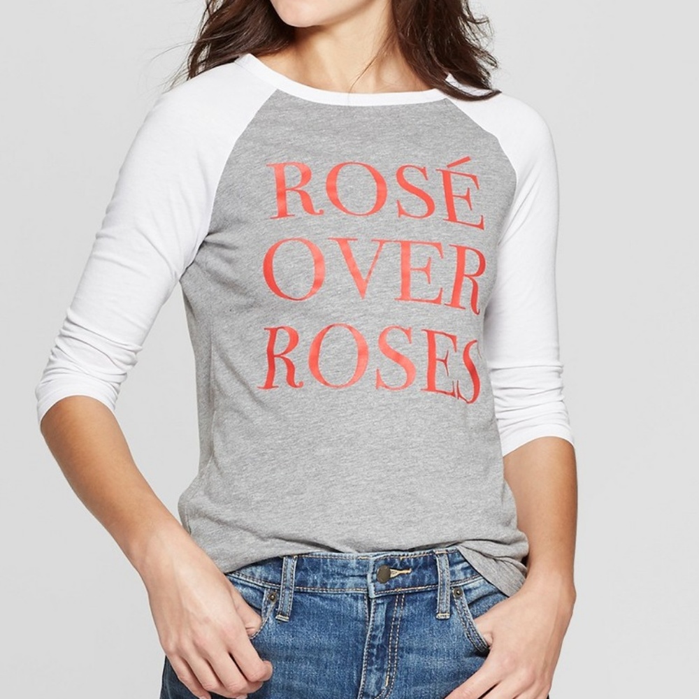 CLOSET CLOSING NEW Rosé Raglan 3/4 Sleeve T-Shirt